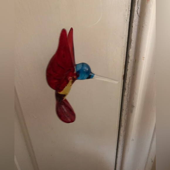 Beautiful Blown Glass Hummingbird with Stand - Picture 2 of 3